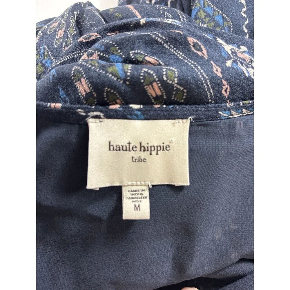 Haute Hippie Tribe Luna Navy Boho Wrap Dress - Picture 4 of 14